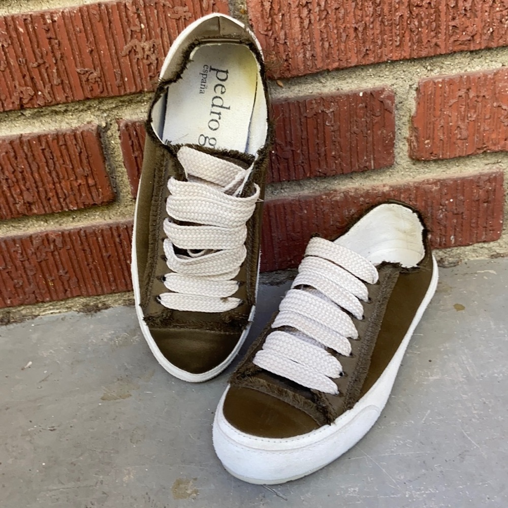 Pedro Garcia Parsons Satin  Army Green Sneakers